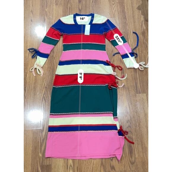 Rosie Assoulin Bow-Detailed Striped Wool Midi Fitted Dress XS Multicolor Runway - Picture 9 of 16